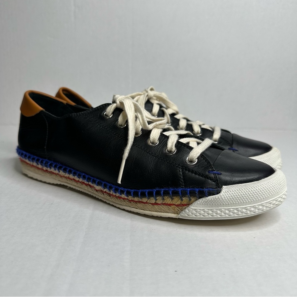 Flamingos Women’s Black Leather Lace Up Espadrile Shoes Size 41